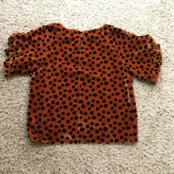 MADEWELL Velvet Memento Ruffle-Sleeve Top in Leopard Dot Shirt Size S - Picture 3 of 9